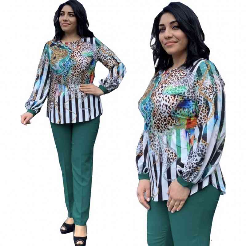 dresses L-3XL Plus Size 2 Piece Women&#039;s Sets Africa Clothing Pant Business Office Tops+pants Suits African Set For Ladies