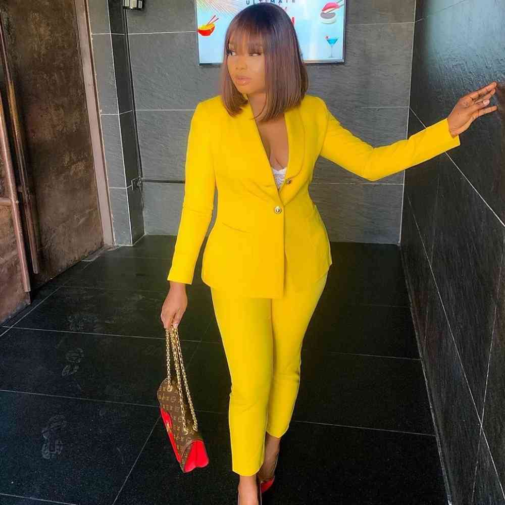 jumpsuit Vintage Autumn Winter Thicken Suit Yellow Notched Blazer Jacket & Pant Office Wear Women Suits Female Sets