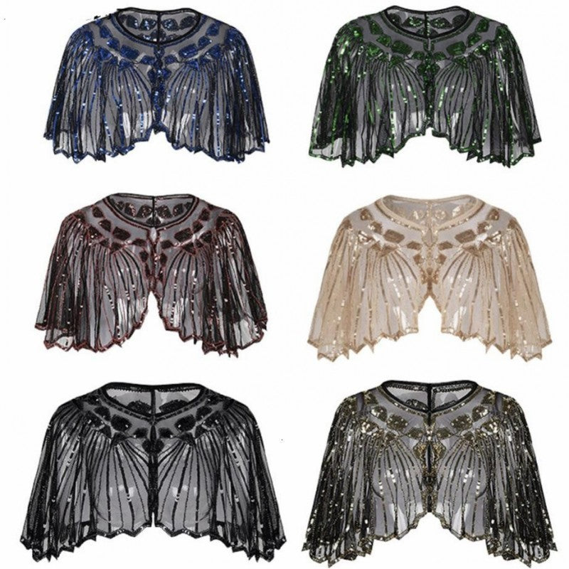 dresses Africa Clothing Party Cape Great Gatsby African Beaded Shawl Sequins Cover Up Glitter Bolero Eveningwear Stage Performance Scarf