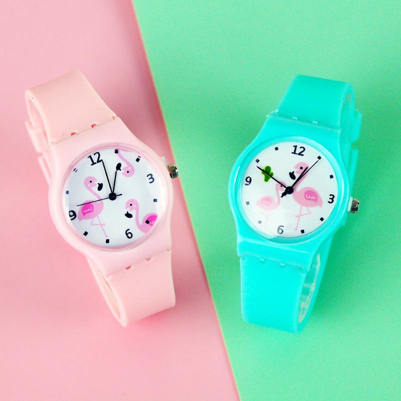 Wristwatches Candy Jelly Color Ins Flamingo Watches For Women Silicone Female Girls Quartz Ladis Relogio Feminino Zegarek Damski