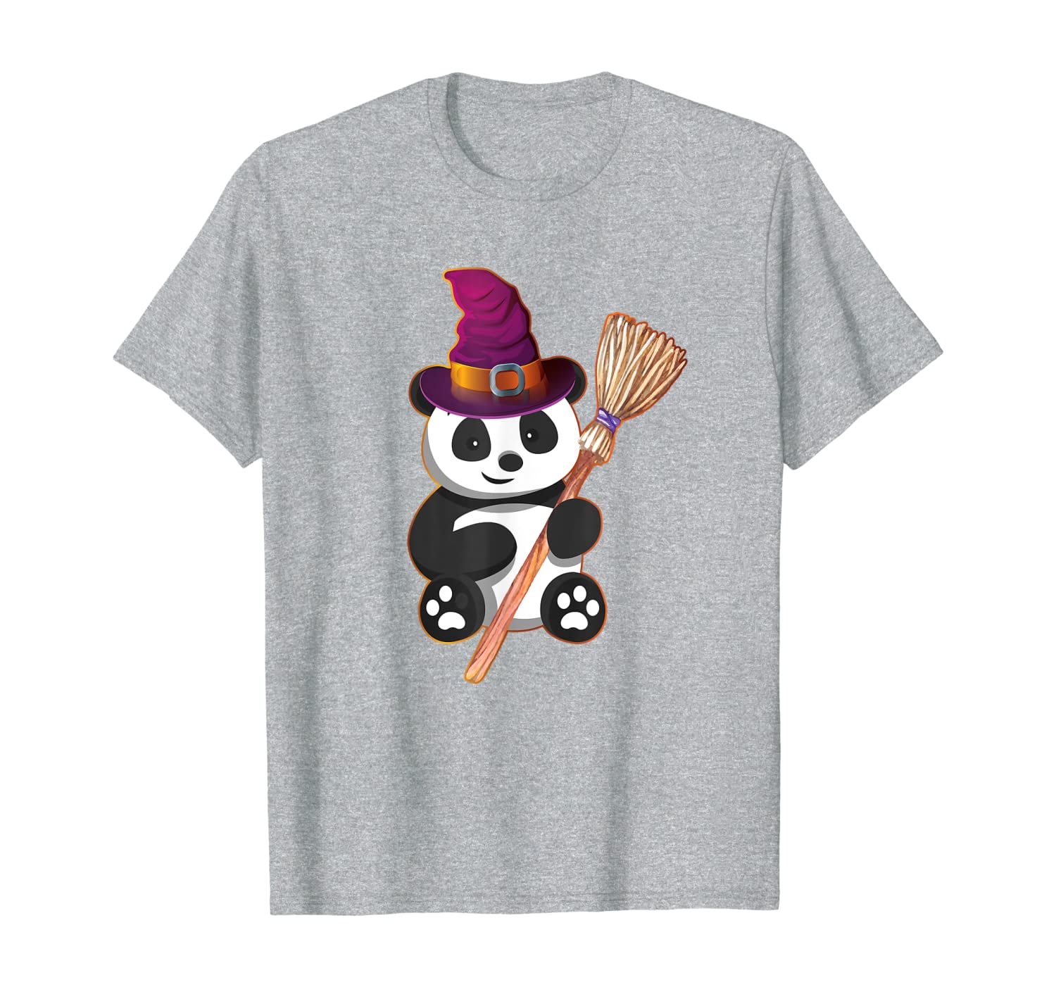 Cute Panda Bear with Witch Hat and Broom T-Shirt