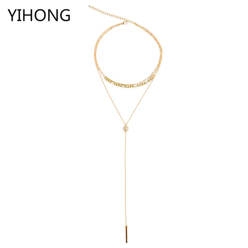 Pendant Necklaces Multilayered Bar Long Chain Necklace Simple Custom Layered Choker For Fashion Women Jewelry