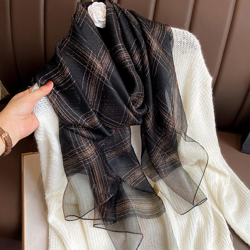 Scarves Brand 2021 Hijab Adult Pashmina Plaid Winter Silk For Women Autumn And Bandana Poncho Shawl Foulard Femme
