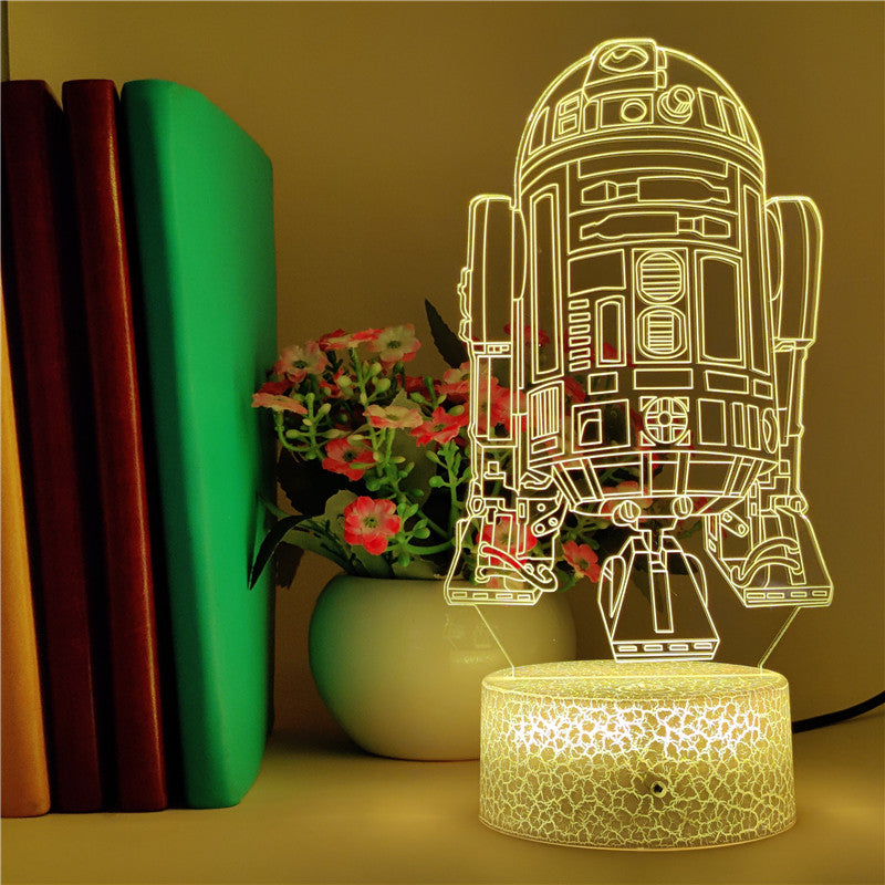 Bedroom Night Light LED 3D Robot Desk Lamp Kids Nightlight Color Change Birthday Gift Room Club Bar Decoration Smart Phone Control