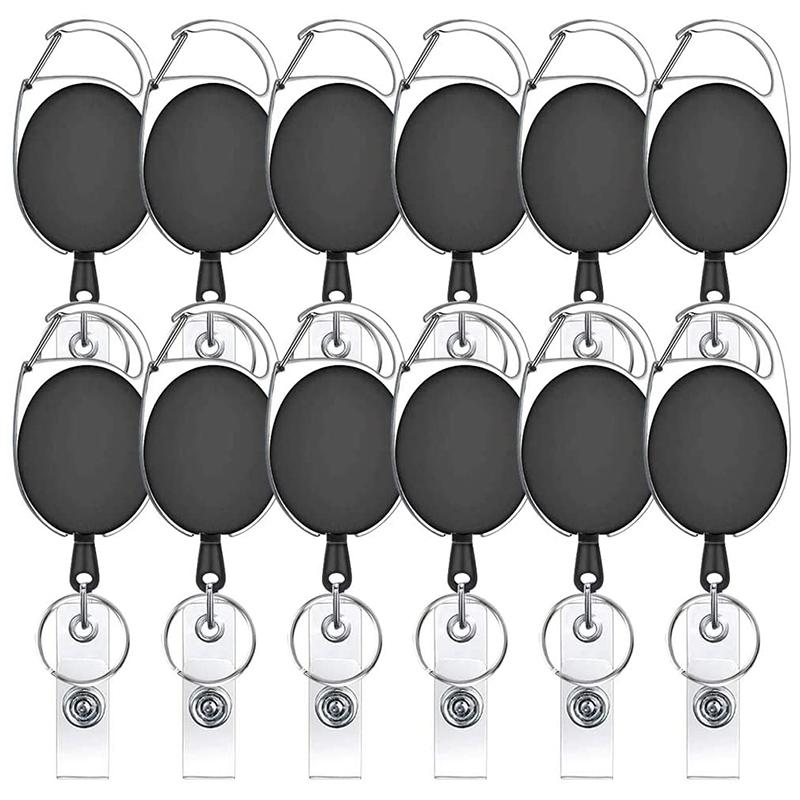 Keychains 12 Pcs Black Retractable Key Chain Badge Card Holders Reel Cord Clip With Belt And Ring