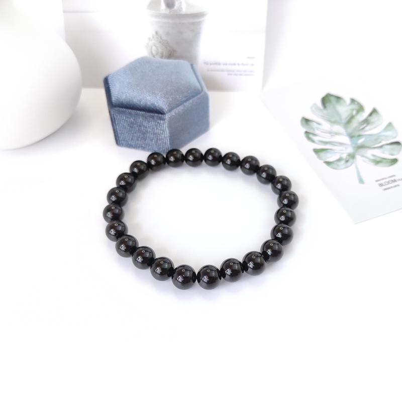 Beaded, Strands High Quality Natural Black Tourmaline Bracelet StoneBeads Treat Crystal Root Chakra Yoga Meditation Fashion Jewelry 2021