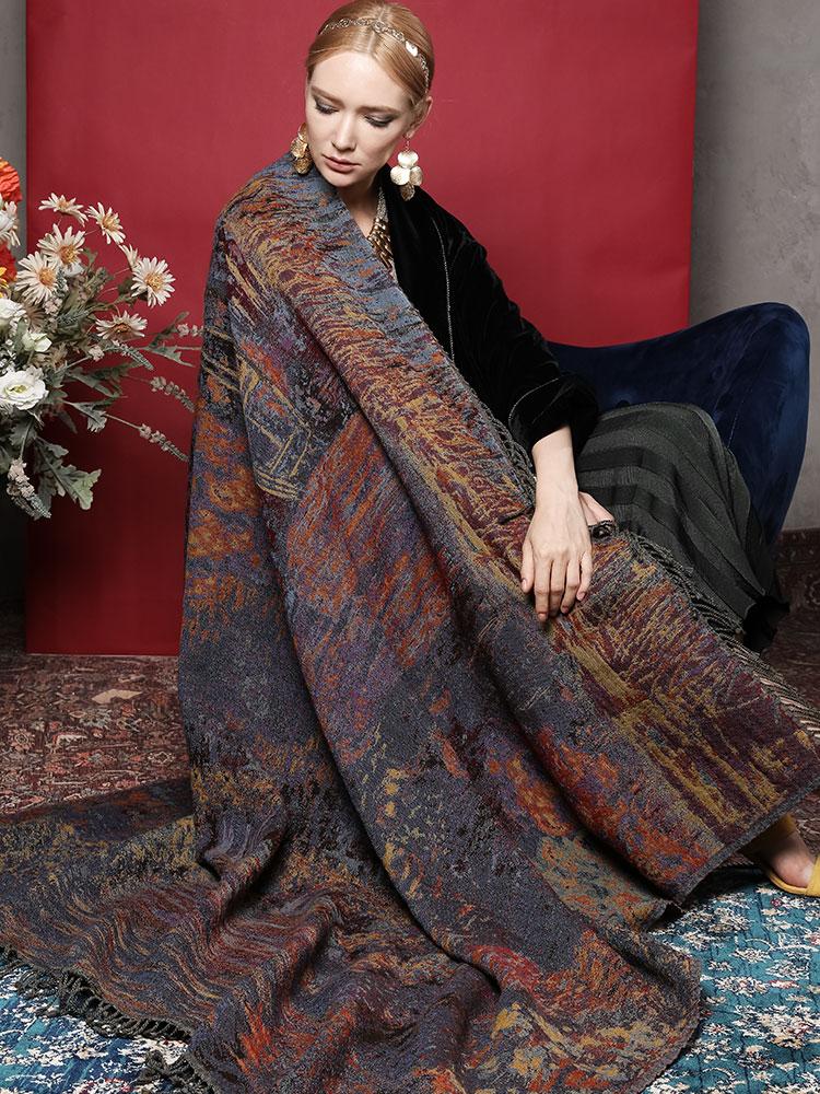 Scarves Winter 100% Wool Scarf Square Women Thicken Warm Shawls And Wraps For Ladies Pashmina Bride Bridesmaid Pure