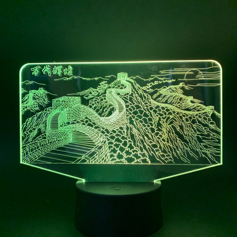 Night LED Light Touch Sensor 3D Desk Lamp The Great Wall of China Nightlight Room Decoration Kids Friends Memorial Gift APP Control