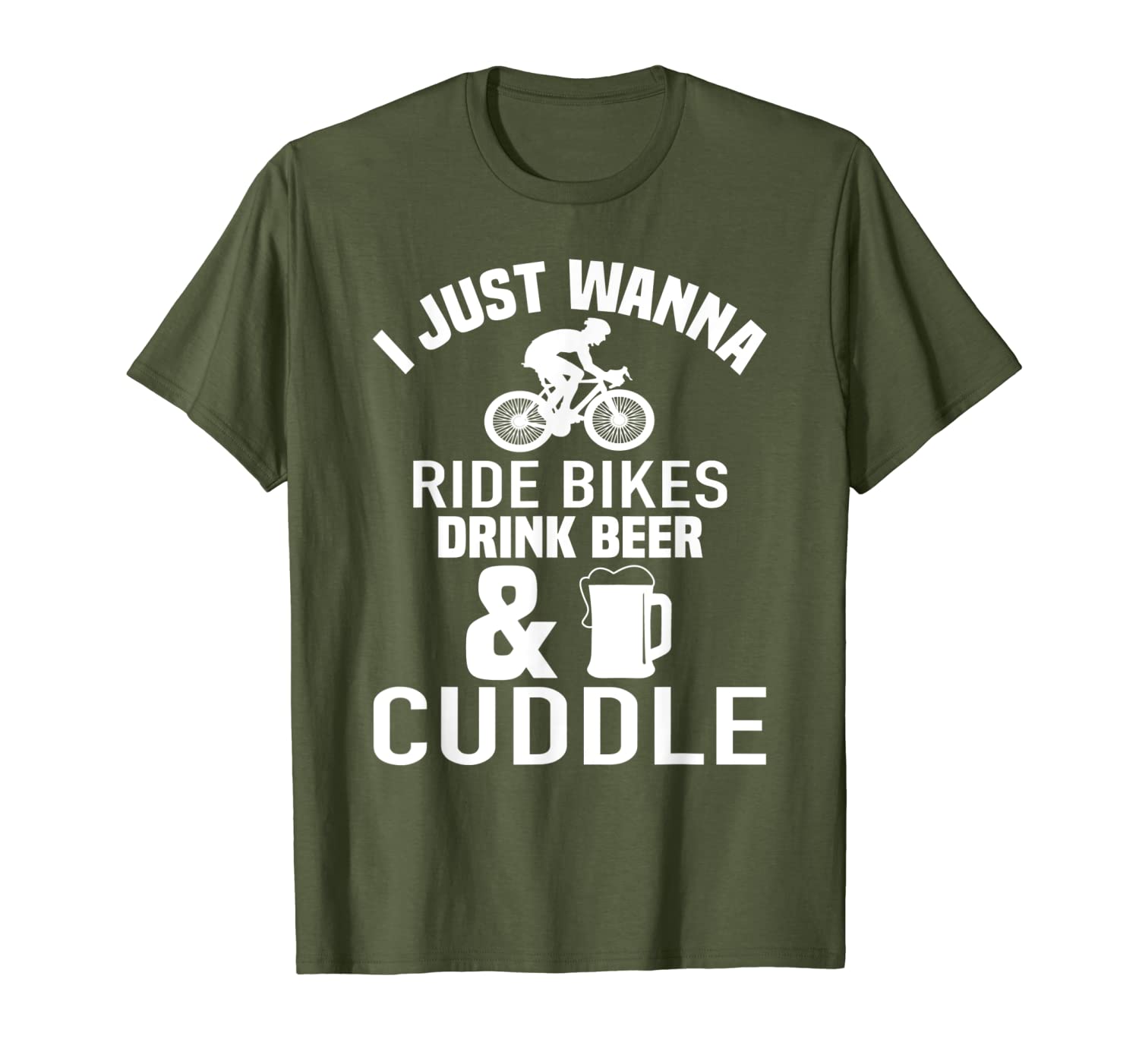 Just wanna ride bikes drink Funny MTB Cycling Gift T-Shirt