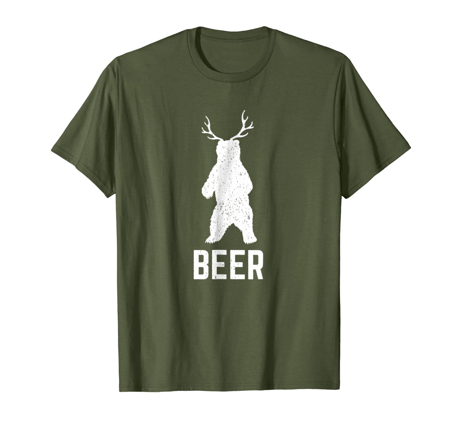 Funny Deer Antlers Bear Beer T-Shirt - Cool Craft Beer Shirt