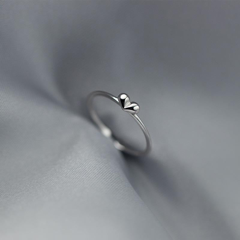 Cluster Rings Lovely Tiny Heart Finger For Women Girls Minimalism 925 Sterling Silver Adjistable Size Ring Fine Jewellery