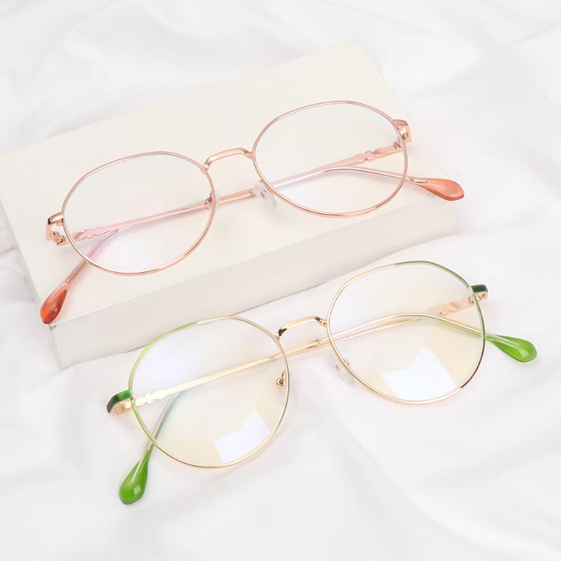 Sunglasses Fashion Myopia Glasses Metal Round Frame Anti Blue Light Eyeglasses Ultralight High-definition Flat Mirror Eyewear -1.0~-4.0