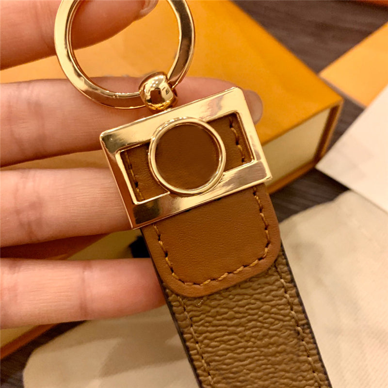 Simple Classic Key Chain Yellow - Brown PU Leather Keychain Accessories Fashion Keychains Buckle for Men Women with Retail Box YSK07