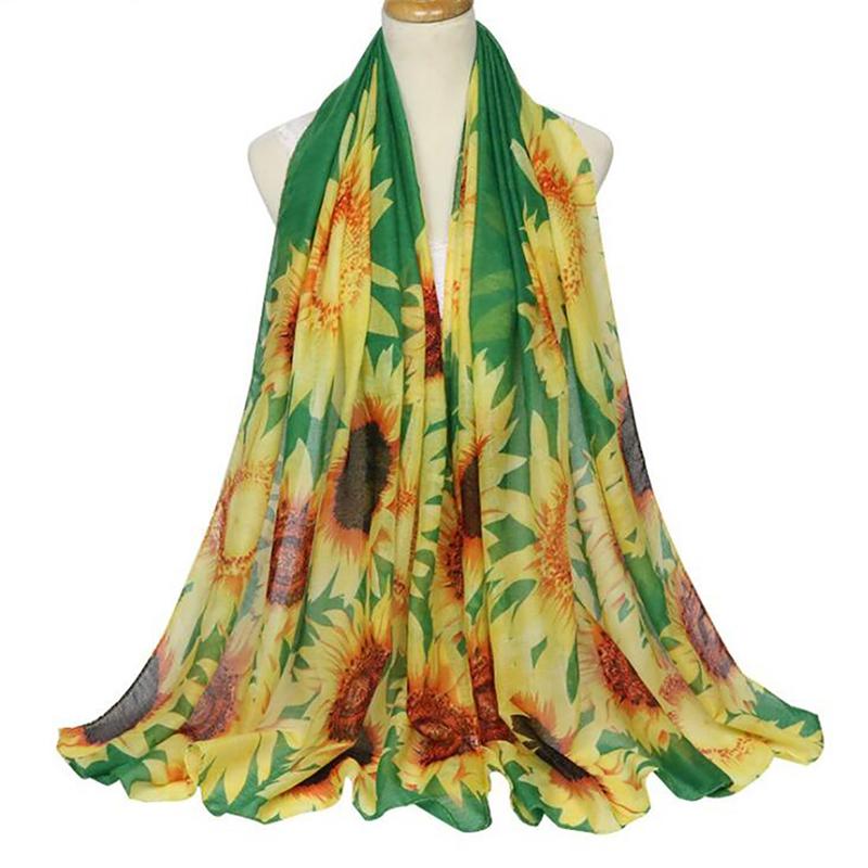 Scarves Women Scarf Voile Shawl Fashion Floral Printed Hijab Wrap Spring Sunscreen Beach Scarfs Female Vintage Shawls