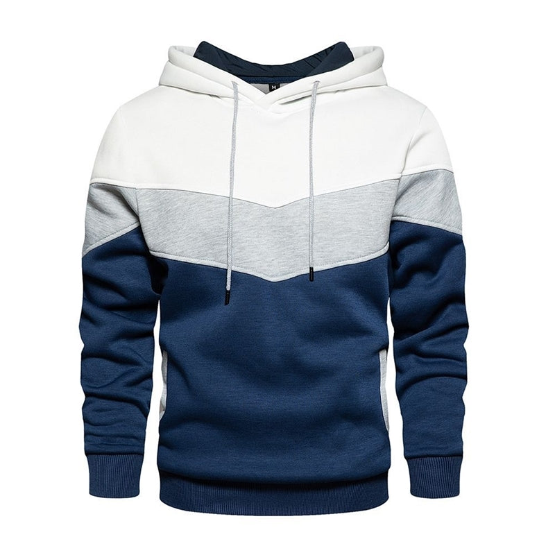 Autumn and winter 2021 blue street sports Pullover loose side seam pocket color matching youth Hoodie