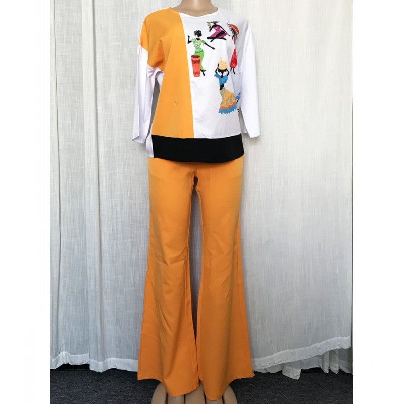 Women&#039;s Two Piece Pants 2 Sets Africa Clothing For Women Plus Size Clothes Ladies Business Office Shirt Tops+pants Suit es African Q2CT