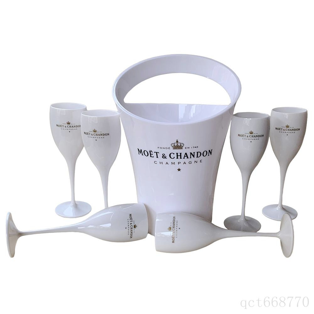 6 Cups + 1 Bucket Ice Bucket and Wine Glass 3000ml Acrylic Goblets champagne Glasses wedding Wine Bar Party Wine Bottle Cooler