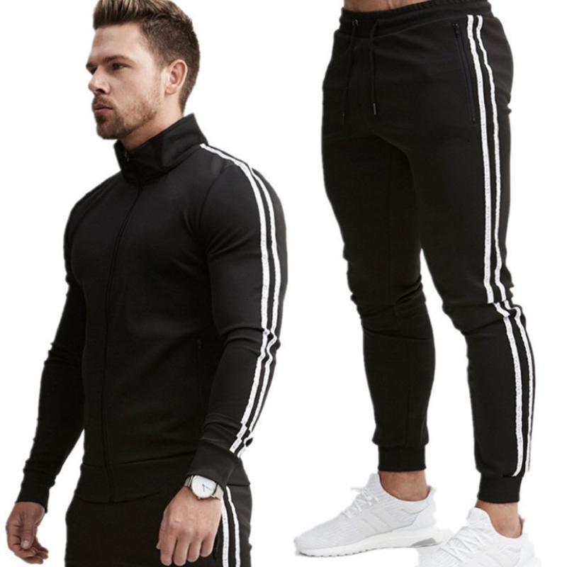Tracksuits Sports Outfit For Men 2021 Spring Autumn Fashion Solid Color Hoodie And Long Pants Plus Size Two Piece Sets Mens 2PCS Tracksuit Men&#039;