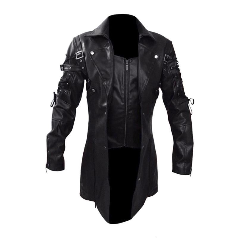 Men&#039;s Jacket Fashion Vintage Leather Jackets Biker Motorcycle Zipper Long Sleeve Coat Top Blouses High Quality Mens Overcoat New