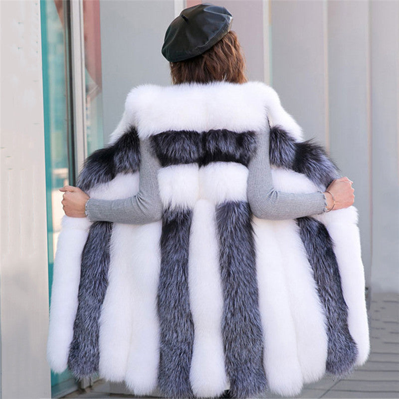 Women&#039;s & Fur Coat Women New Spring Gray White Stripe S-4XL Plus Size Sleeveless Faux Vest Jacket Korean Office Thick Coats