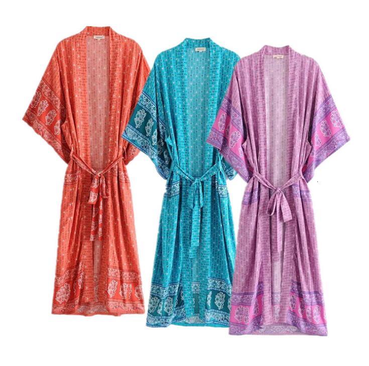 Women&#039;s Blouses & Shirts Women Floral Print Bohemian Long Kimono Cardigan Sashes Boho Tops Batwing Sleeve Casual Beach Holiday Max