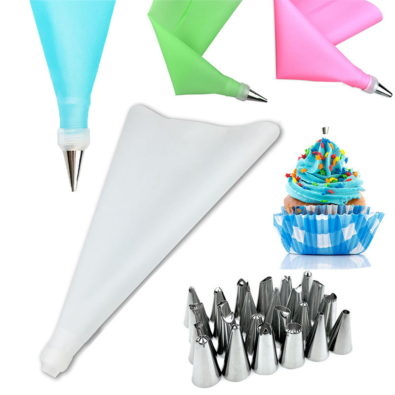 12-18-26Pcs Nozzle Silicone Pastry Bag Reusable Tips Kitchen DIY Icing Piping Cream Pastry Bags Set Cake Decorating kitchen Tool