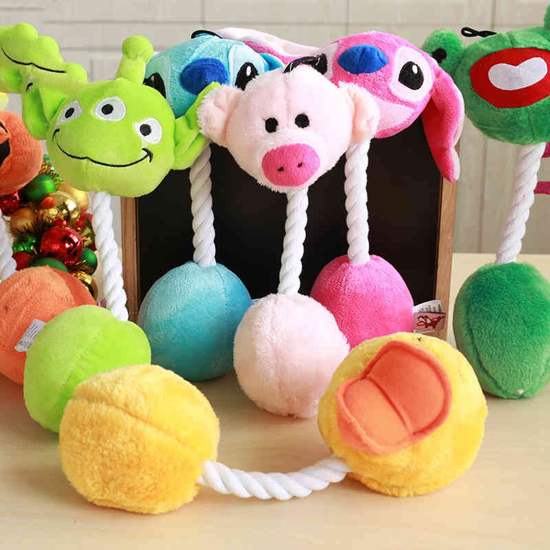 Pet Supplies Cat And Dog Toys Plush Animal Shape Rope Knot Toys Chewing Squeaking Pet Small Dogs Teeth Cleaning Dog Accessories