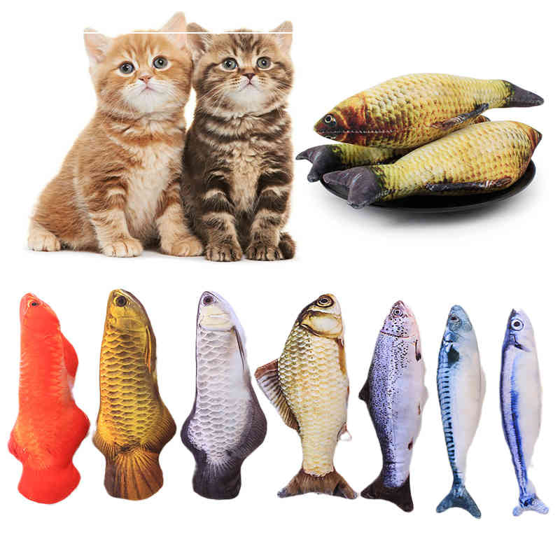 Pet Soft Plush 3D Fish Shape Cat Toy Interactive Gifts Fish Catnip Toys Stuffed Pillow Doll Simulation Fish Playing Toy For Pet
