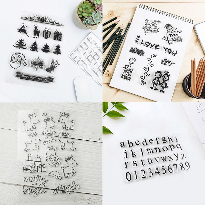 Transparent Silicone Stamps DIY Scrapbooking English Alphabet Number Hand Account Stamp Sheet Embossing Paper Craft Decor