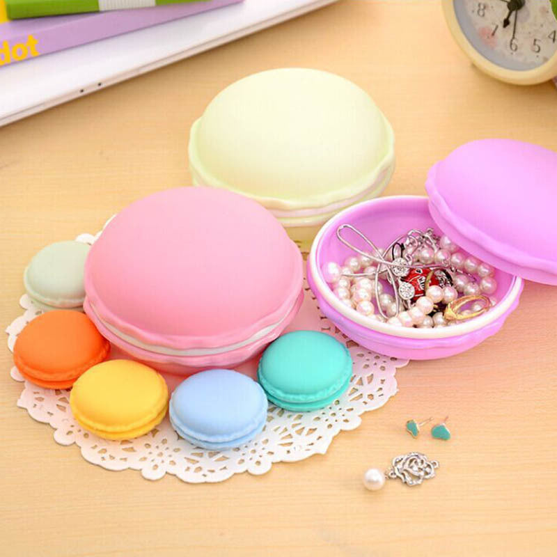 Plastic Candy Color Multifunction Jewelry Organizer Macarons Storage Box Mini Cute Box Ring Necklace Carrying Case Portable