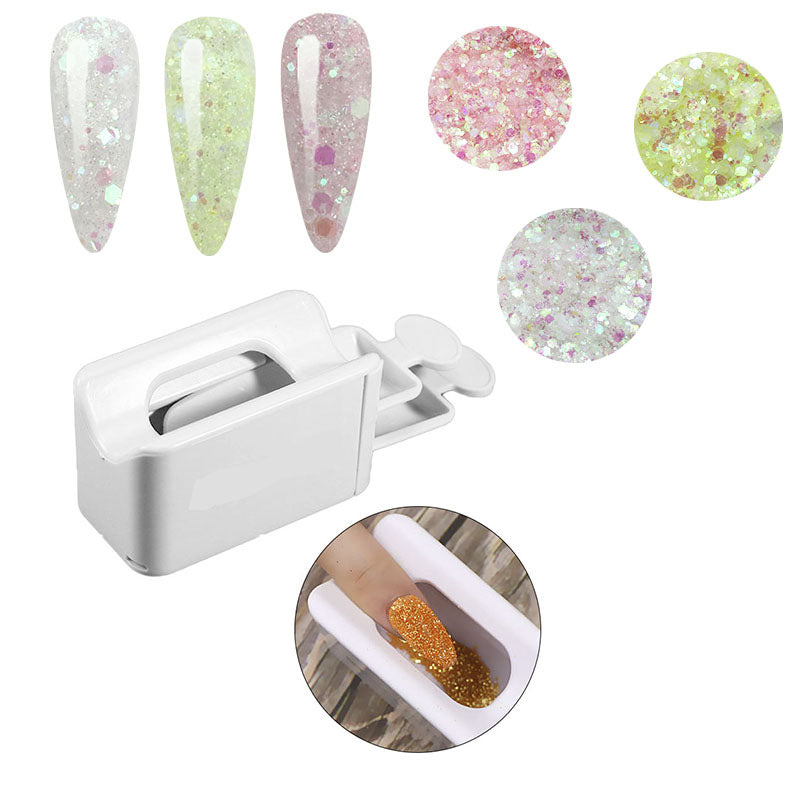 Nail Dip Powder Save Box Two Layer With Funnel Dip&Glitter Powder Safe Container Dipping Powder Art Recovery Tray Saver