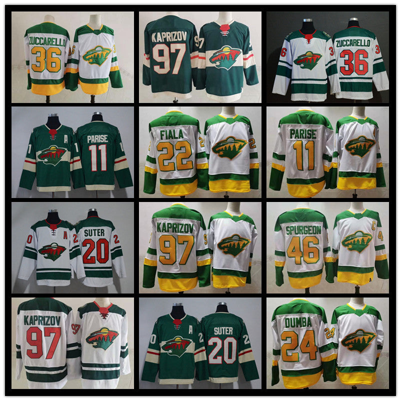 Reverse Retro Hockey JERSEY Minnesota Wild 36 Mats Zuccarello Matt Dumba 97 Kirill Kaprizov 46 Jared Spurgeon 11 Zach Parise 20 Ryan Suter 22 Kevin