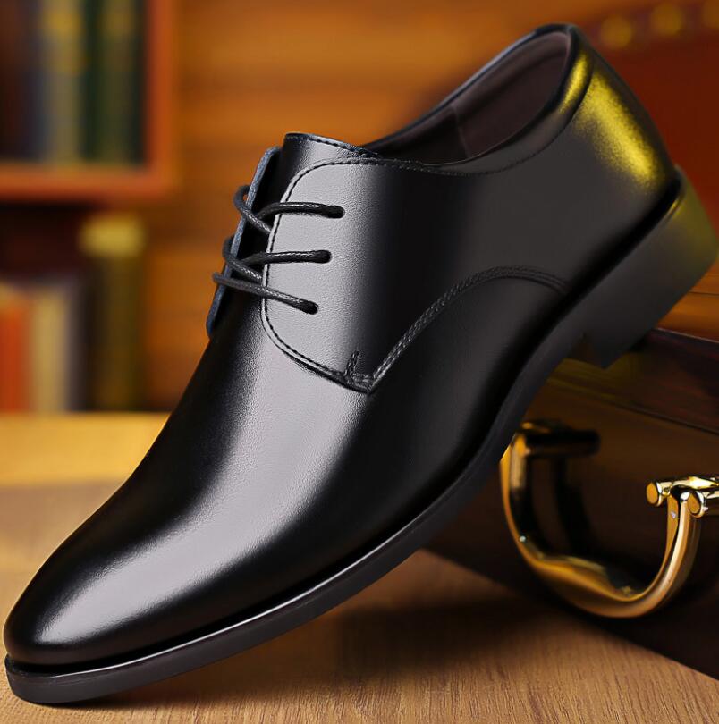 2022 spring and autumn leather shoes male youth dress business casual inside increase marriage work soft sole single