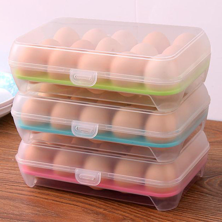 15Grids Egg Storage Box Plastic Refrigerator Egg Box Anti-collision Transparent Egg Container Kitchen Tools