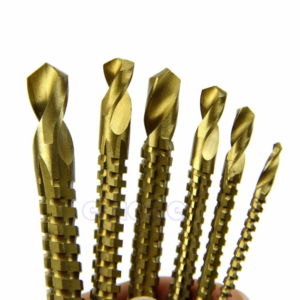 6-Pcs Titanium Coated High Speed Steel drill Electric drill Hand tools