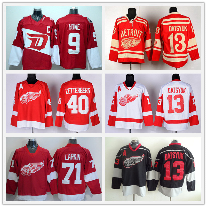 Detroit Red Wings 13 Pavel Datsyuk Hockey Jerseys Ice Stadium Series Winter Classic Datsyuk Red Wings Jersey Team Color Red White Blac Ice SHIRT UNI
