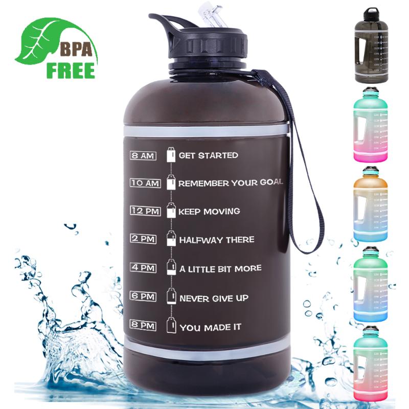 Gallon Water Bottle(128OZ) With Time Marker & Straw, Motivational Jug BPA Free Leakproof Large Bottles For Fi Bottle