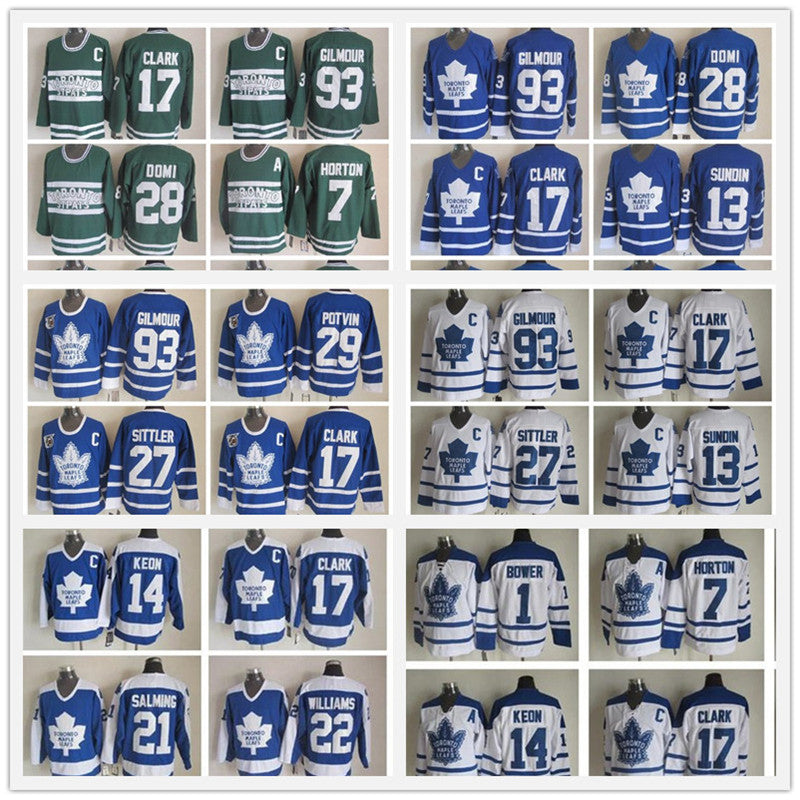 Toronto Maple Leafs 27 Darryl Sittler Jerseys 17 Wendel Clark Mats Sundin Doug Gilmour Tie Domi Darcy Tim Horton Dave Keon Vintage Hockey shirt unif