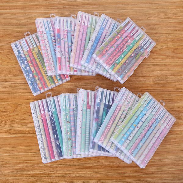10pcs-Set Pen Multi Color Gel Ink Pens Cartoons Vintage Marker Liner Cute Ballpoint Stationery Gift Office School Supplies 0287