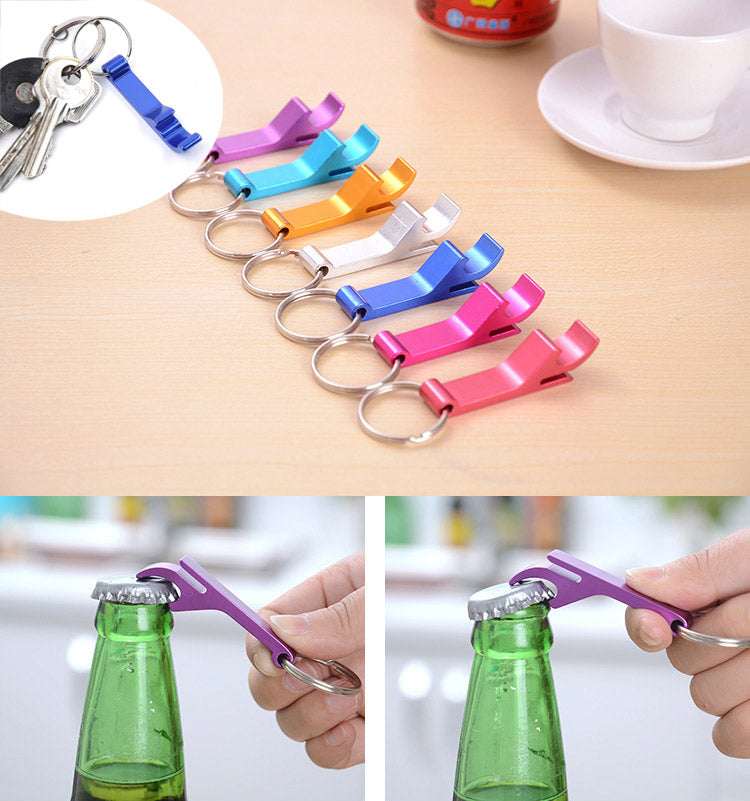 wholesale Portable 4 In 1 Bottle Opener Key Ring Chain Mini Beer Bottles Openers Aluminum Alloy Kitchen Keychain Metal can Tool DHL Free