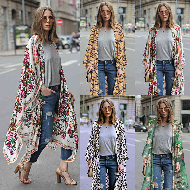 Women&#039;s Blouses & Shirts S-5XL Floral printed kimono blouses shirt women fashion long cardigan tops summer casual beach bohemian c