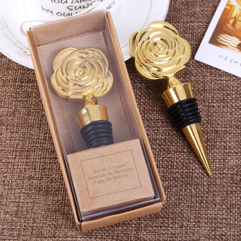 Elegant Rose Flower Champagne Red Wine Bottle Stopper Vacuum Twist Valentine&#039;s Day Bruiloft favours