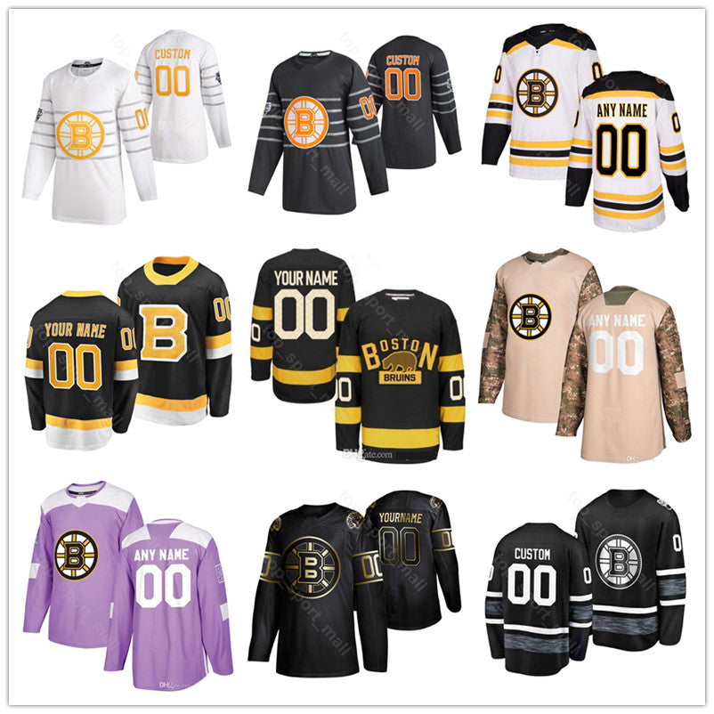 2020 Boston Bruins Ice Hockey 47 Torey Krug Jersey Men Fights Cancer 74 Jake DeBrusk 13 Charlie Coyle 43 Danton Heinen Black White shirt uniform