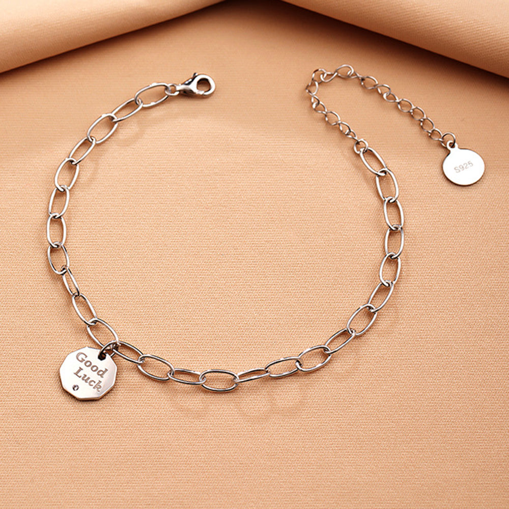 17+5cm Chain Link Real Silver Bracelet, Good Luck Jewelry Best Gift For Daughter, Packed With A Pretty Box, Nice 925 Jewellery