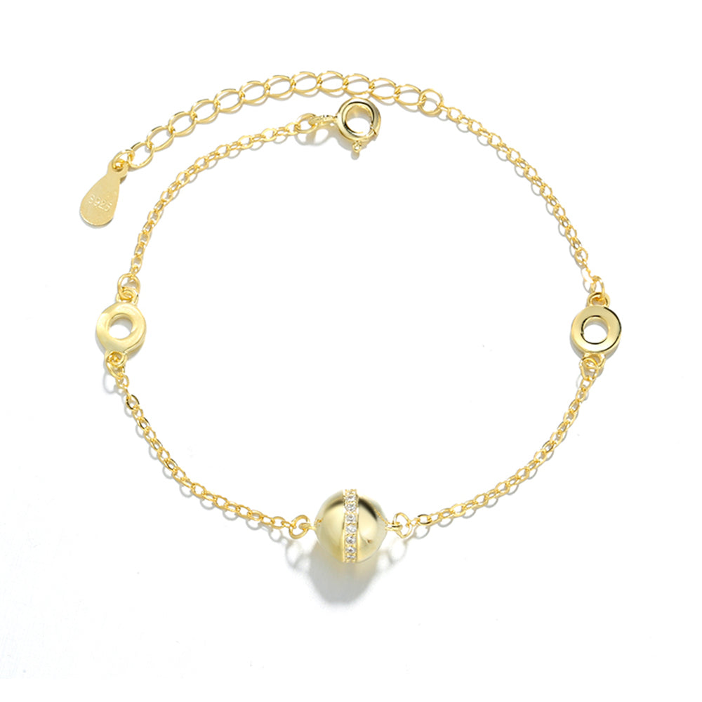 New 15+4cm Chain Pure Silver Bracelet by Gold Plated Pretty Jewelry Best Girl Gifts Real 925 Jewellery