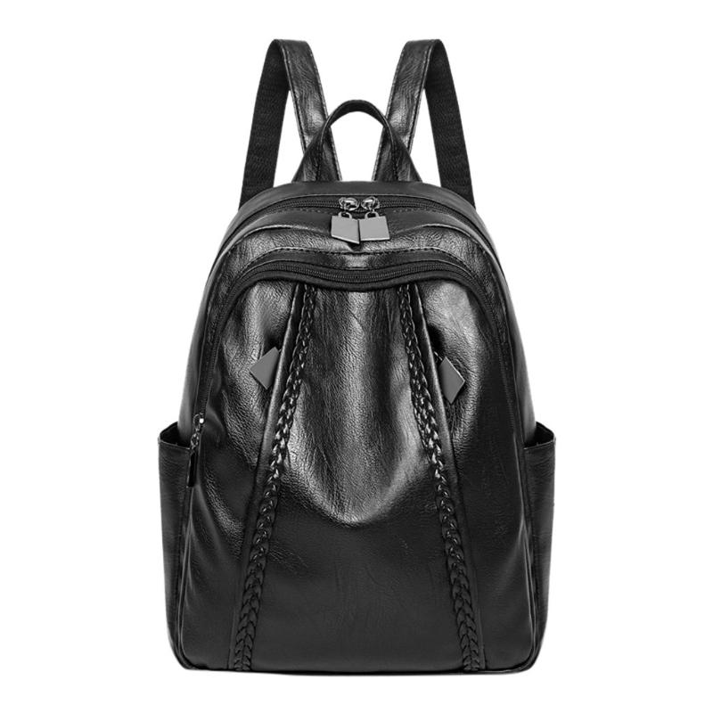 Women Backpack Pu Female Backpacks Vintage Leather School Bags Large Capacity Bag For Girls Double Zipper Shoulder