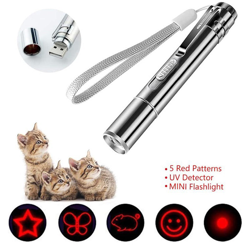 1PC Laser Pet Cat Toys USB Charging Cats Command Light Training Tools Pointer Laser Pen Interactive Toy Laser Light Pet Toy