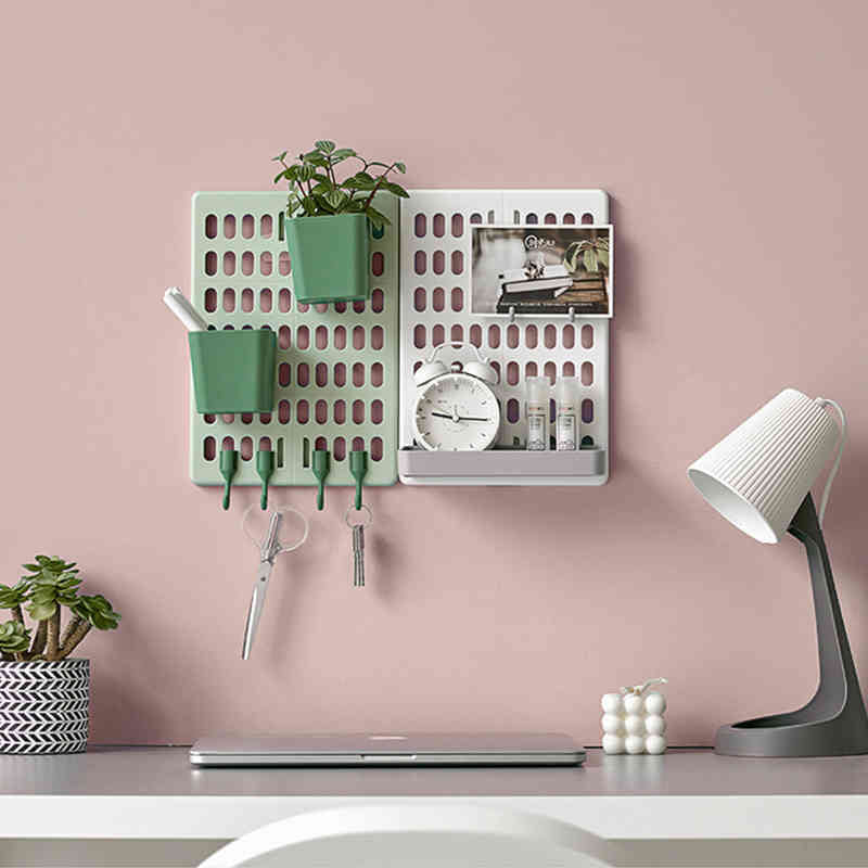 Kitchen Rack Floor Multi-layer Wall Hanging Storage Box Hook Rack Free Perforation Kitchen Rack Hole Plate Storage Holders