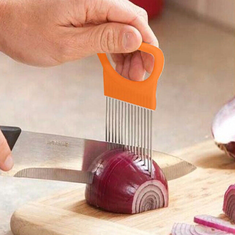 4 Colors New Onion Fork Kitchen Gadgets Onion Slicer Tomato Vegetables Safe Fork Vegetables Slicing Cutting Tools Safe Aid