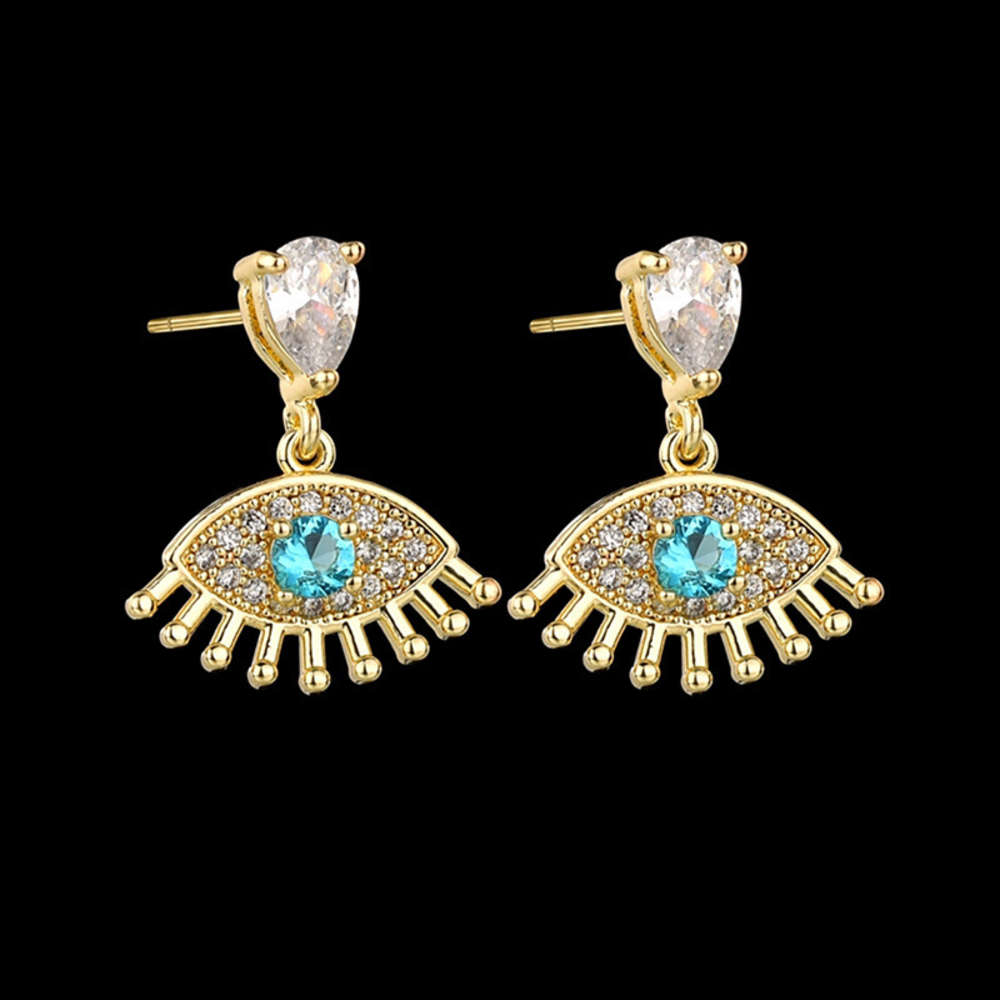 925 silver needle eye stud AAA zirconium drill micro inlaid Earrings